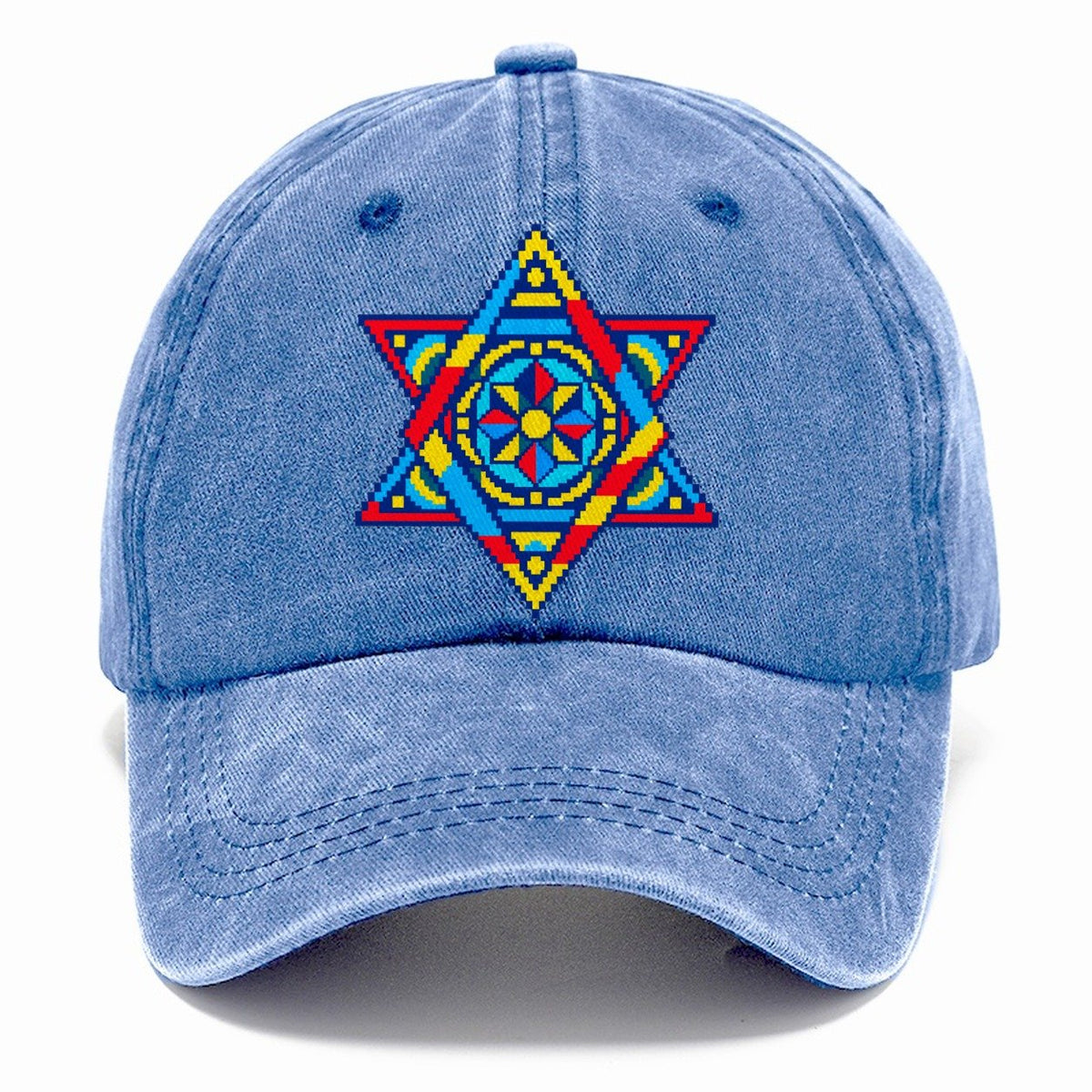 Pixel Art Star of David Classic Cap – Summer Sky