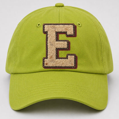 Varsity Chenille E Monogram Baseball Cap – Fluorescent Green
