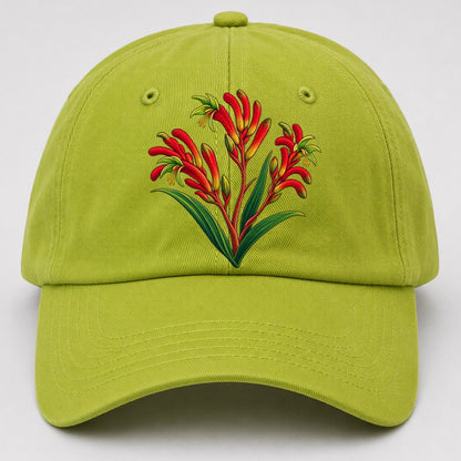 Western Australia Red And Green Kangaroo Paw Australia Cultural Icons Baseball Cap – Fluorescent Green