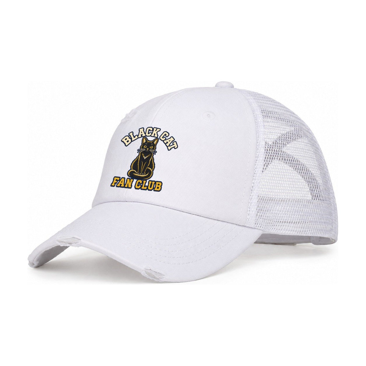 Black Cat Fan Club Women's Ponytail Trucker Hat – White White