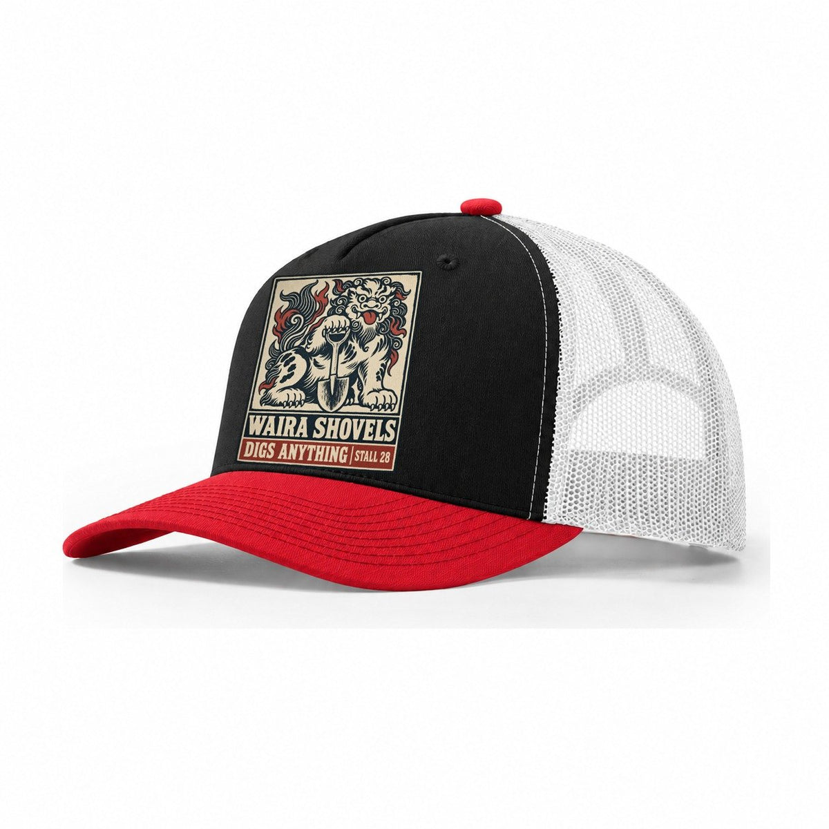 Waira Shovels Yokai Night Market Trucker Hat – Black Red White
