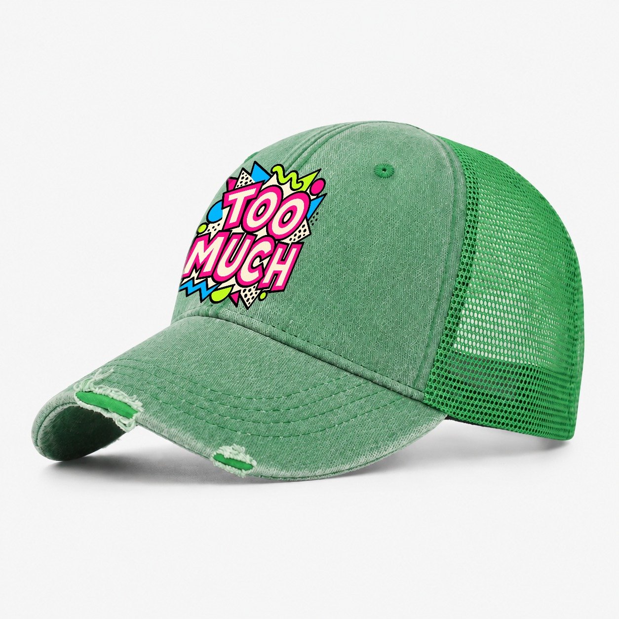 Too Much Crazy Styles Washed Trucker Hat – Ink Green