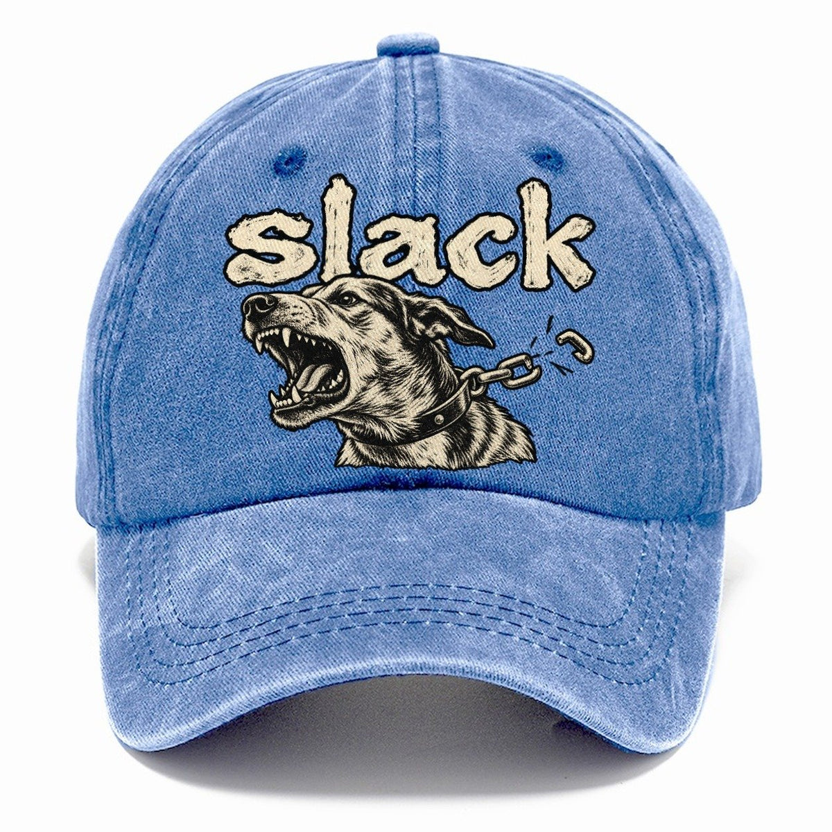 A Dog Head Straining Forward Against A Chain That Has Just Snapped Bark For Me Classic Cap – Summer Sky