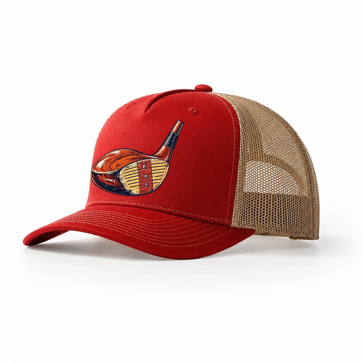 Vintage Club Head Golf Life Trucker Hat – Red Khaki