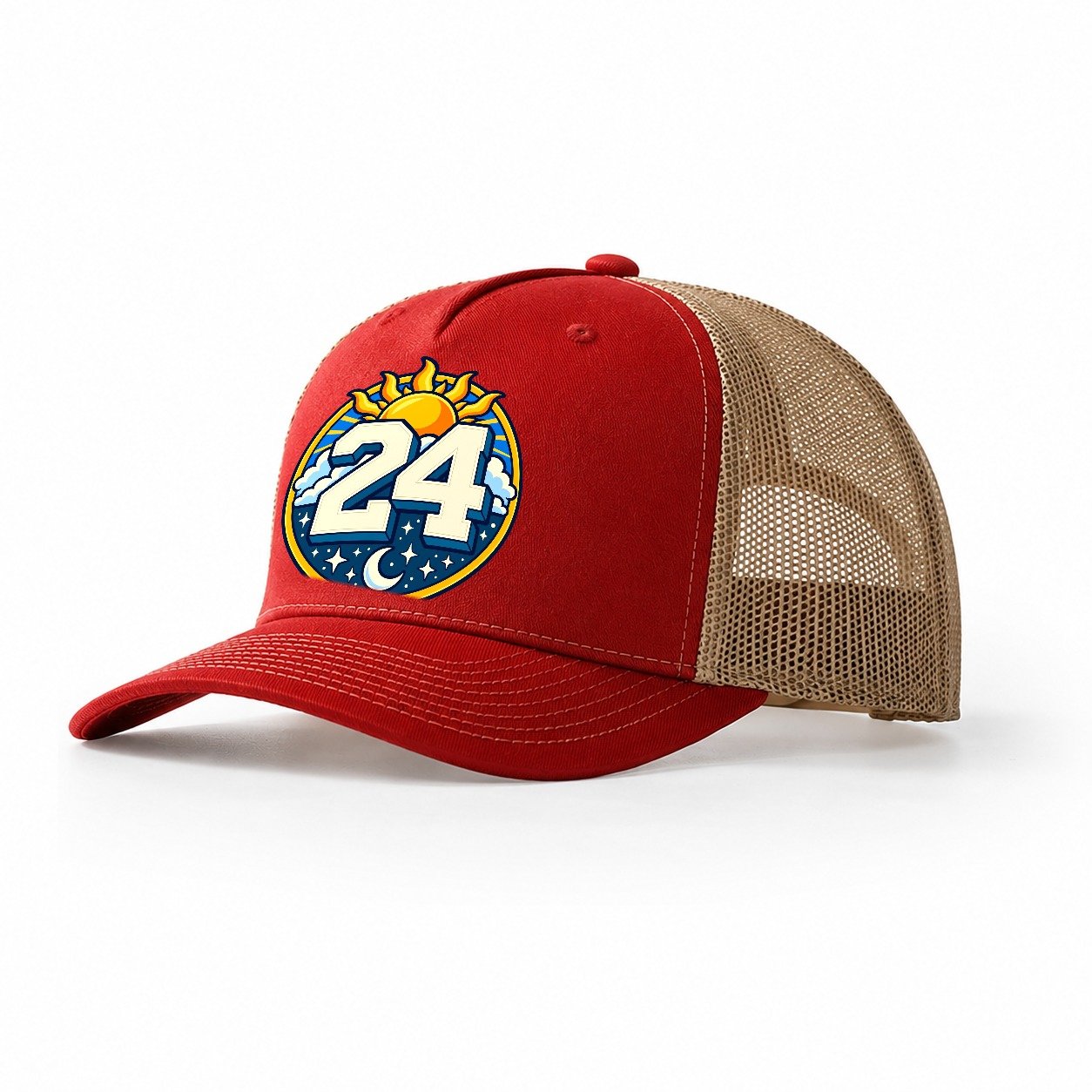 All Day Every Hour Number Club Trucker Hat – Red Khaki