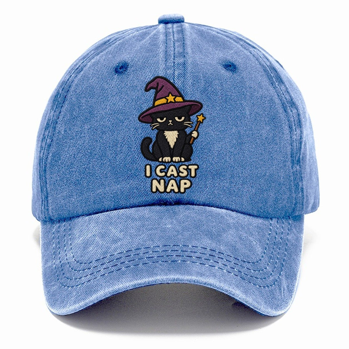 Black Cat Witch Weary Court Classic Cap – Summer Sky