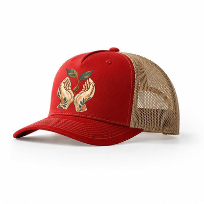 Open Hands Seedling Gentle Wild Trucker Hat – Red Khaki