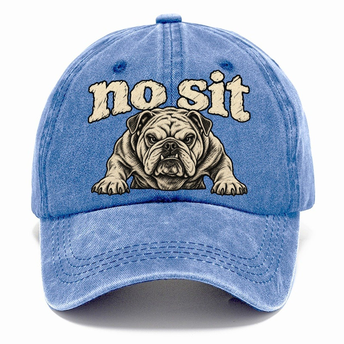A Stocky Bulldog Planted Square On Braced Front Legs Head And Chest Only Bark For Me Classic Cap – Summer Sky