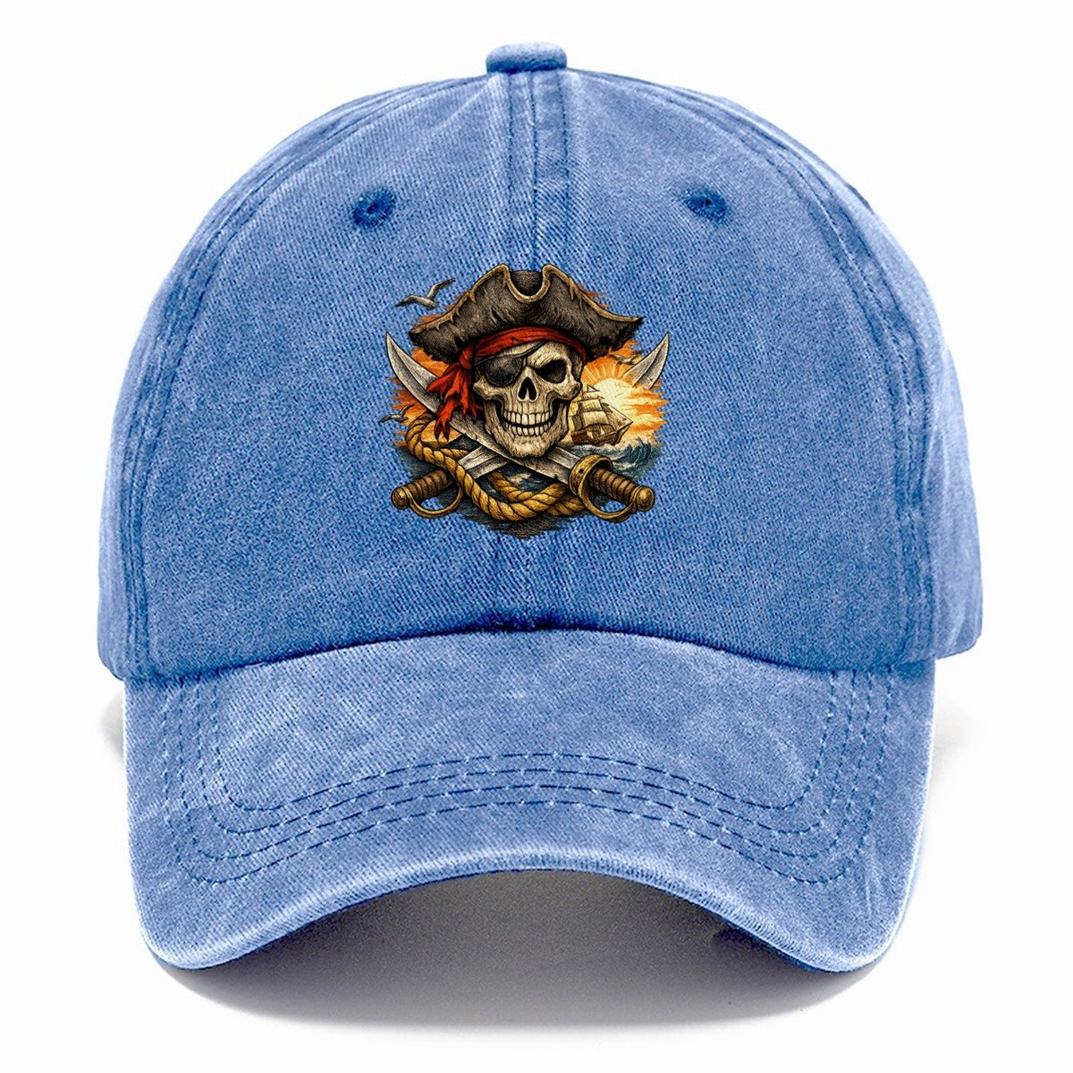 Pirate Skull Sunset Voyage Classic Cap – Summer Sky