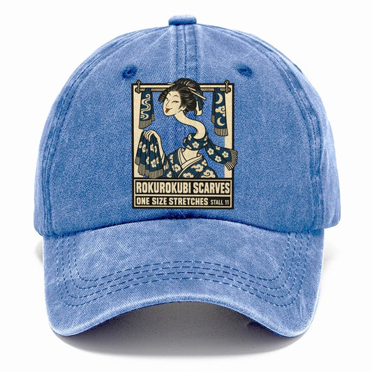 Rokurokubi Scarves Yokai Night Market Classic Cap – Summer Sky