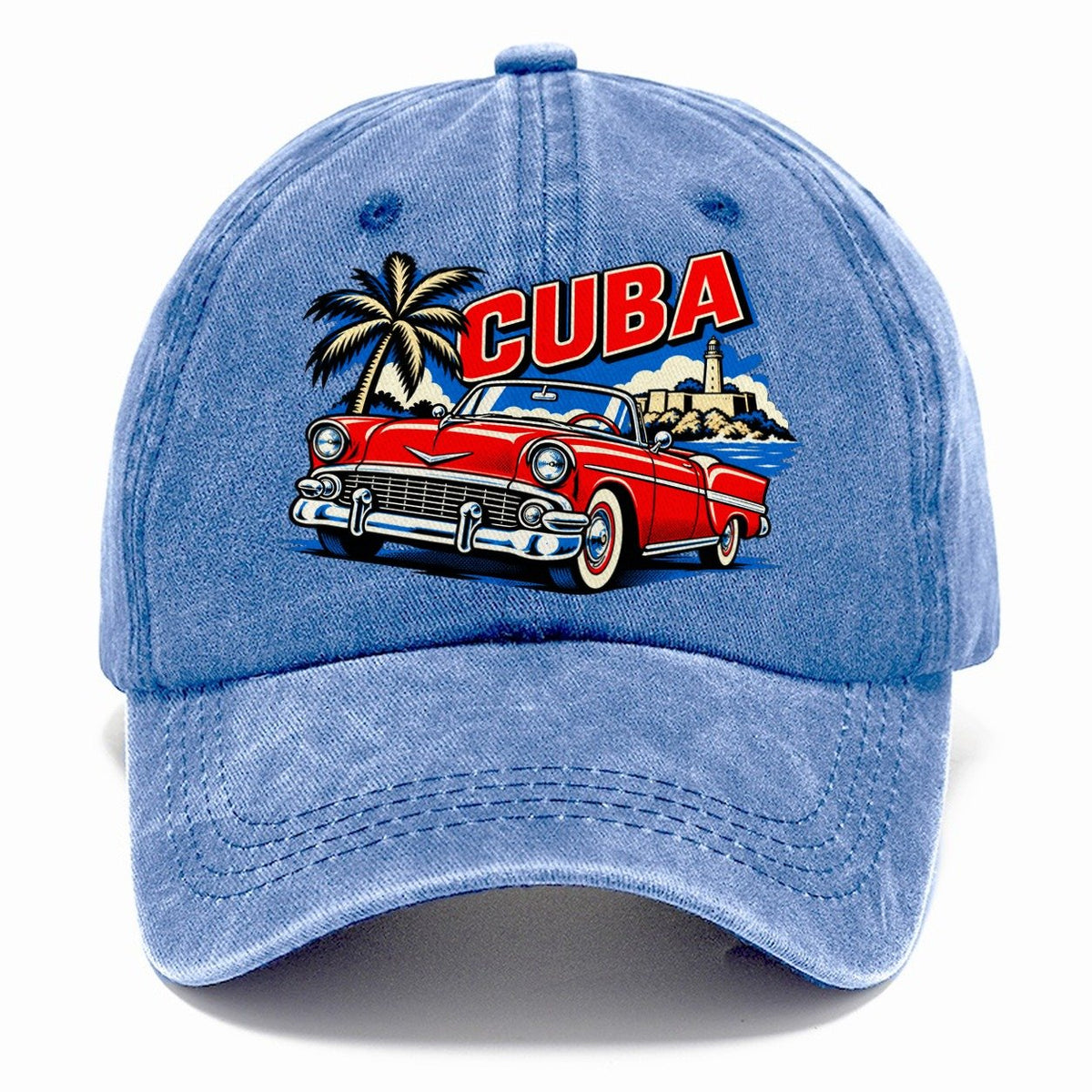 Cuba Pop Art Badge Classic Cap – Summer Sky