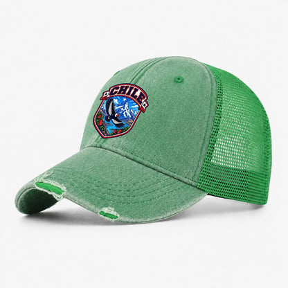 Chile Retro Badge Country Logos Washed Trucker Hat – Ink Green