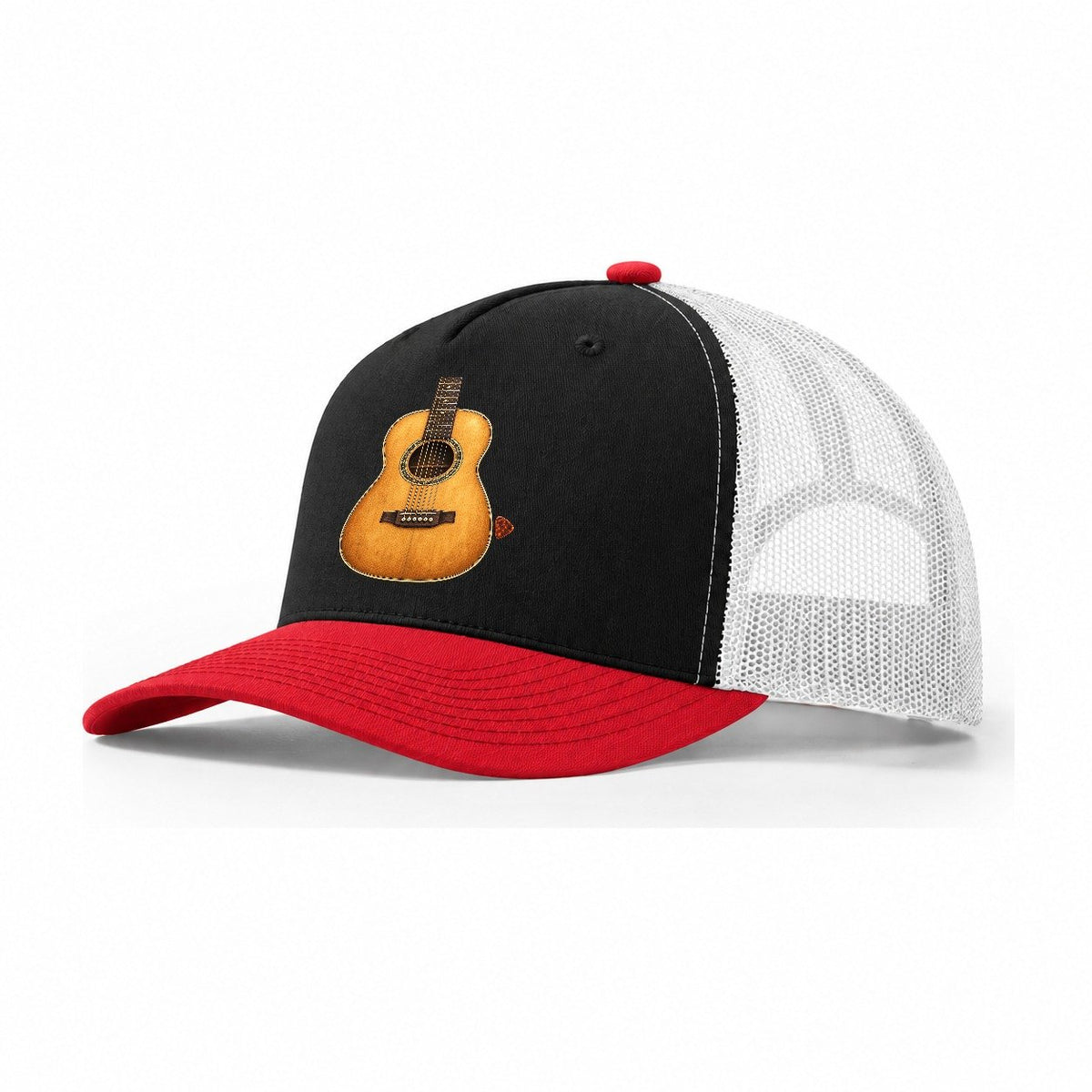 Acoustic Rosette And Pick Pastimes Companions Trucker Hat – Black Red White