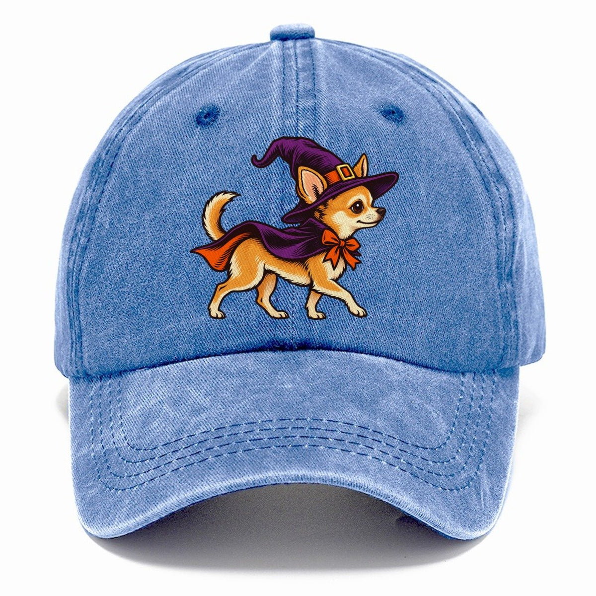 One Chihuahua In Halloween Costume Witch With A Pointed Hat And Tiny Cape Halloween Dog Parade Classic Cap – Summer Sky