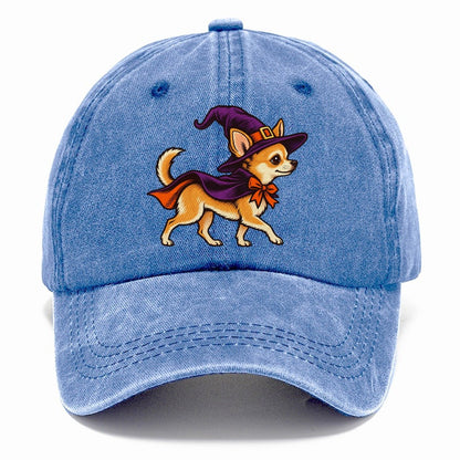 One Chihuahua In Halloween Costume Witch With A Pointed Hat And Tiny Cape Halloween Dog Parade Classic Cap – Summer Sky