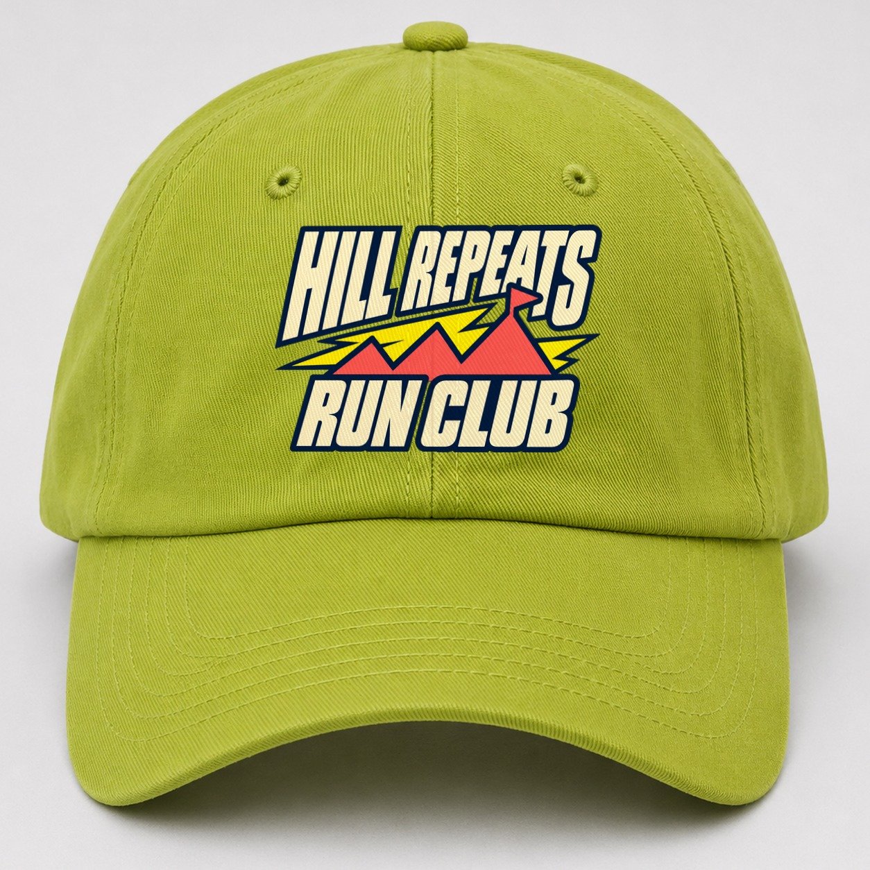 Hill Repeats Run Club 90S Running Clubs Baseball Cap – Fluorescent Green