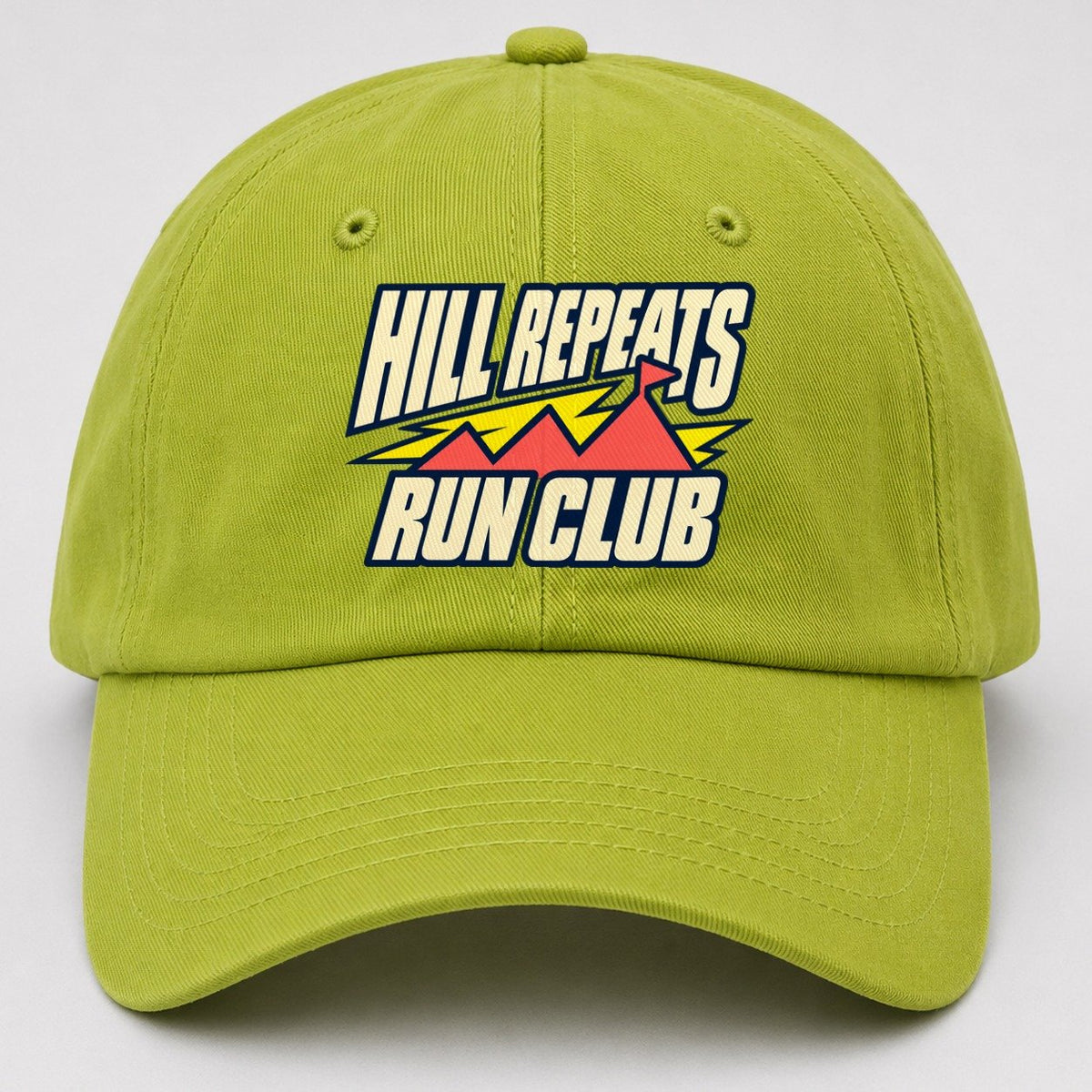 Hill Repeats Run Club 90S Running Clubs Baseball Cap – Fluorescent Green