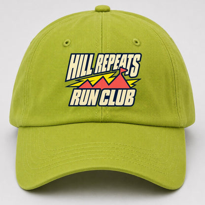 Hill Repeats Run Club 90S Running Clubs Baseball Cap – Fluorescent Green