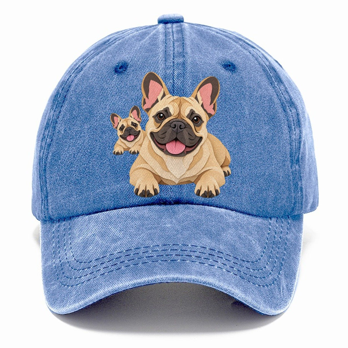 Cut-Paper Collage French Bulldog Lying Down Classic Cap – Summer Sky