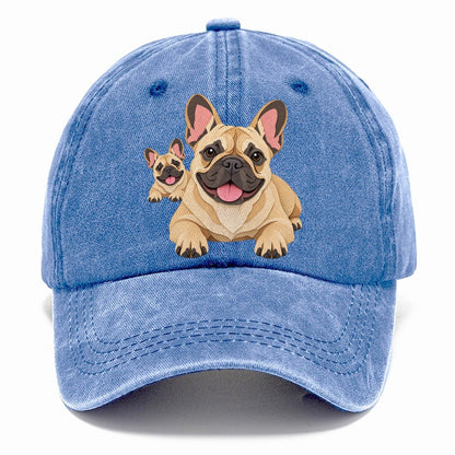 Cut-Paper Collage French Bulldog Lying Down Classic Cap – Summer Sky