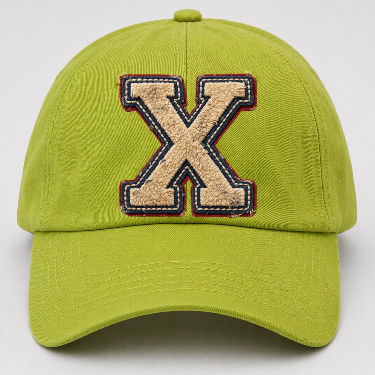 Varsity Chenille X Monogram Baseball Cap – Fluorescent Green