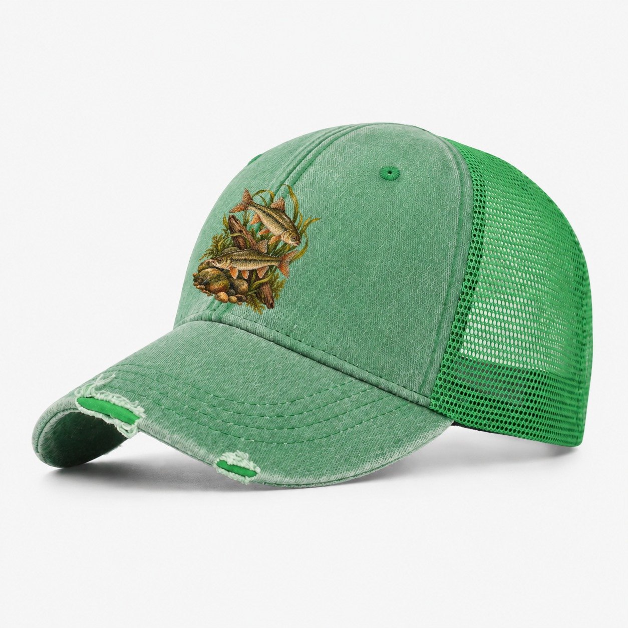 Chub Minnow Plate Fishing Club Washed Trucker Hat – Ink Green