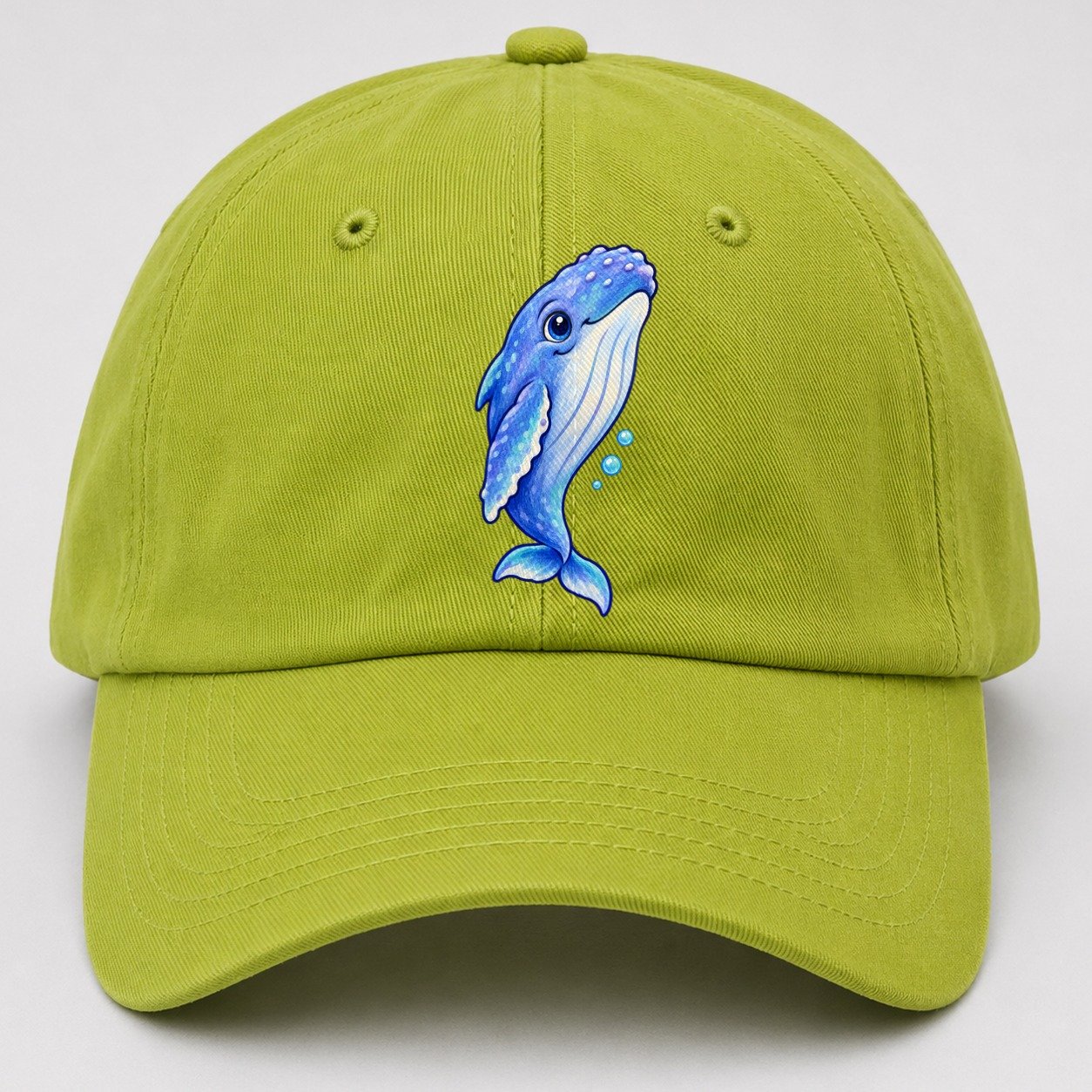 Humpback Whale Gentle Rise Sea Sprite Baseball Cap – Fluorescent Green
