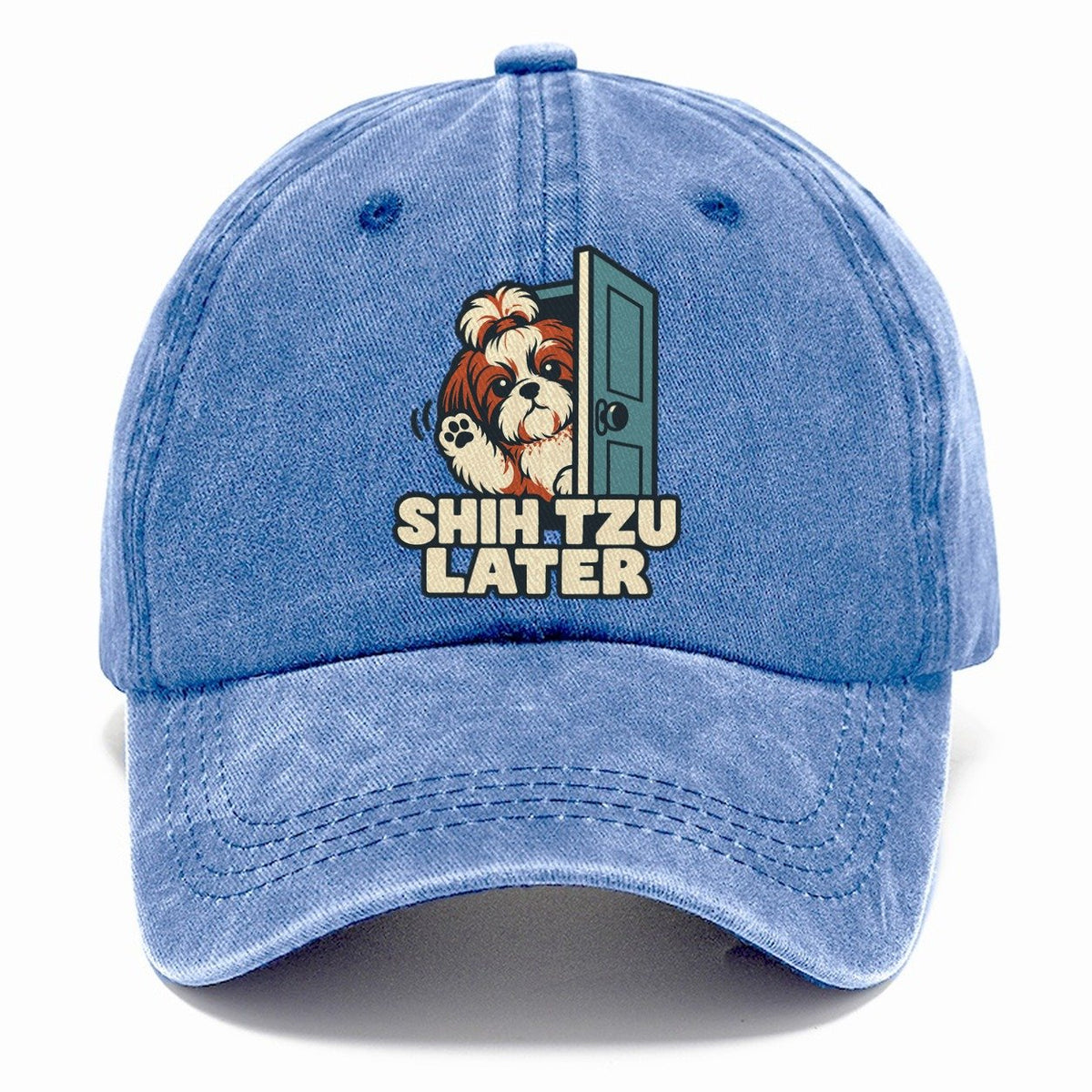 Shih Tzu Later Familiar Punchlines Classic Cap – Summer Sky