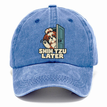 Shih Tzu Later Familiar Punchlines Classic Cap – Summer Sky