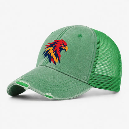 Red Navy Eagle Head Washed Trucker Hat – Ink Green