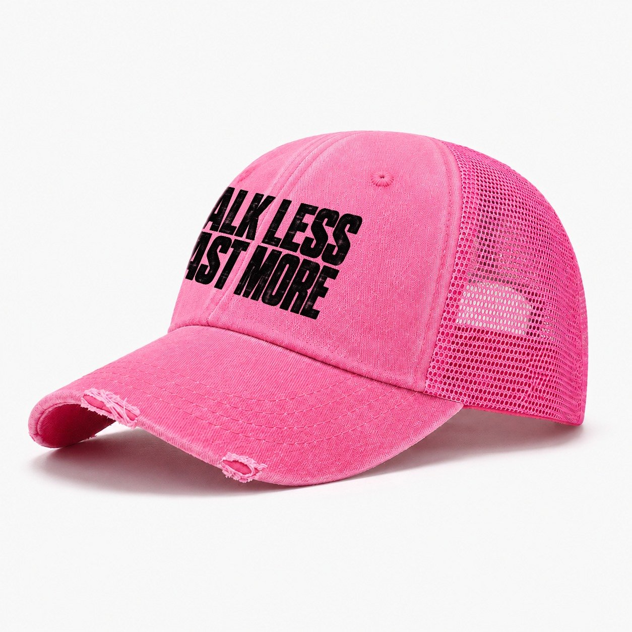 Talk Less Cast More Fishing Club Washed Trucker Hat – Rose