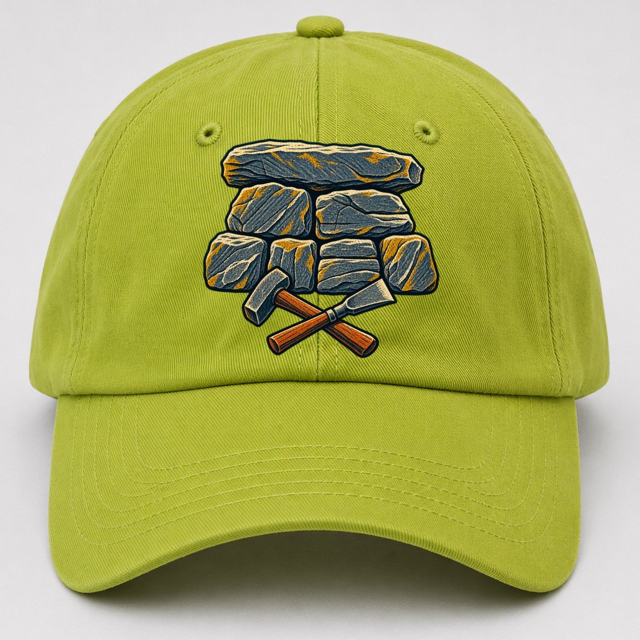 Seven Stone Wall Mason Hammer And Chisel Uk Culture Heritage Baseball Cap – Fluorescent Green
