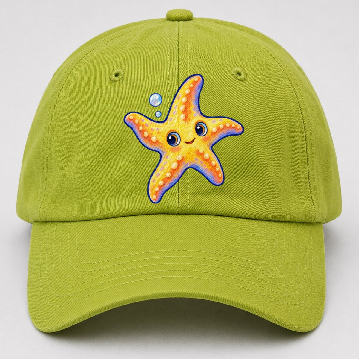 Starfish Side Float Sea Sprite Baseball Cap – Fluorescent Green