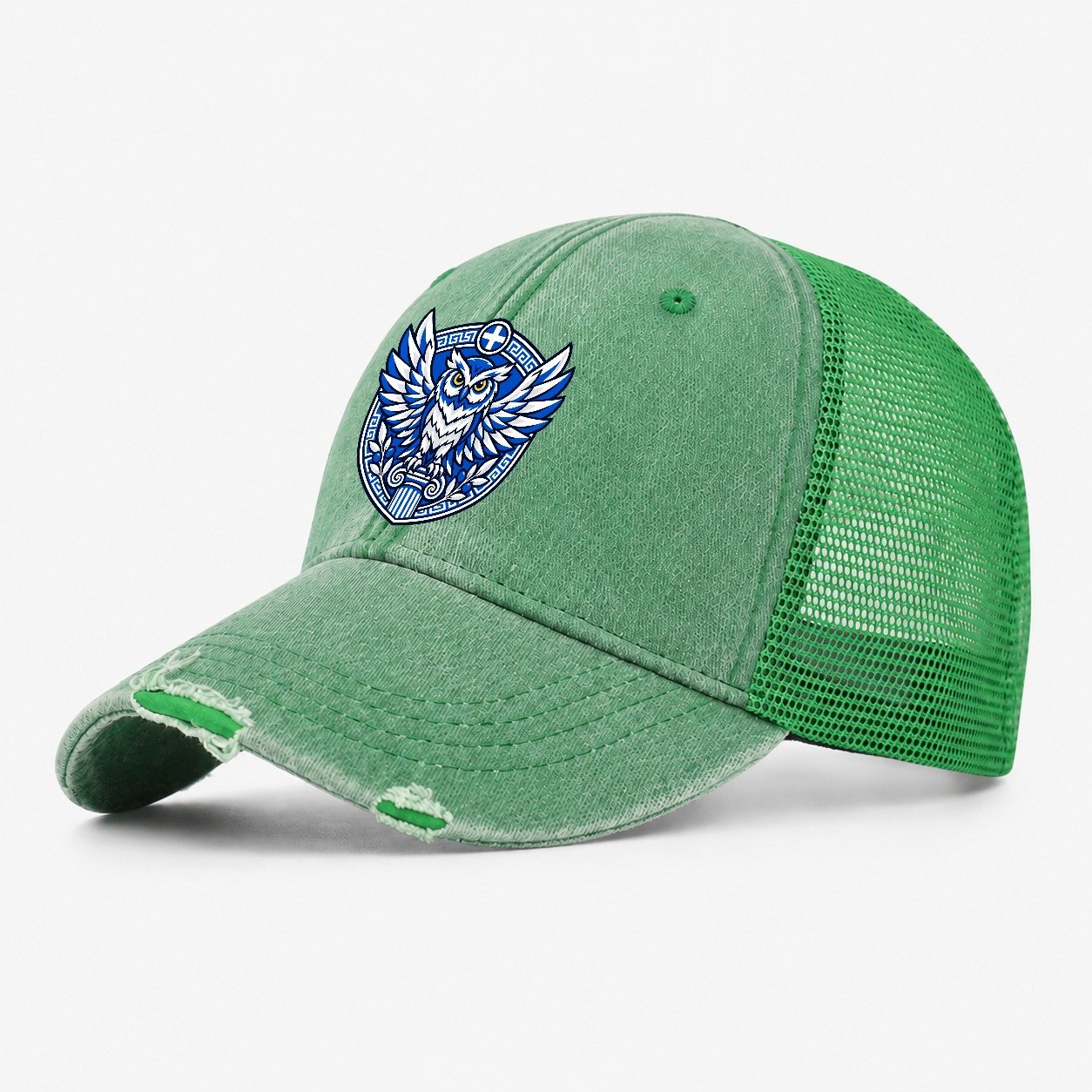 Greece Minimal Emblem Country Logos Washed Trucker Hat – Ink Green