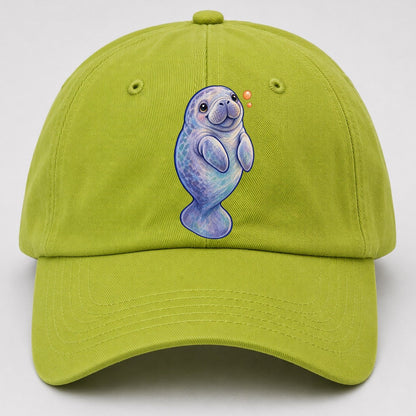 Manatee Upward Float Sea Sprite Baseball Cap – Fluorescent Green