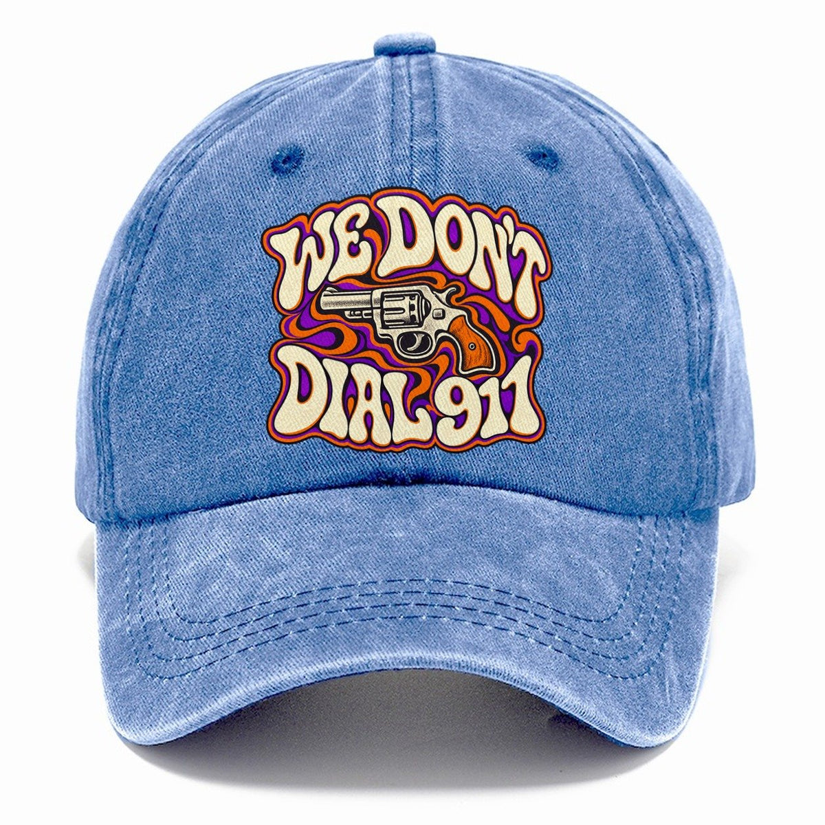 Psychedelic Frontier We Don't Dial 911 Classic Cap – Summer Sky