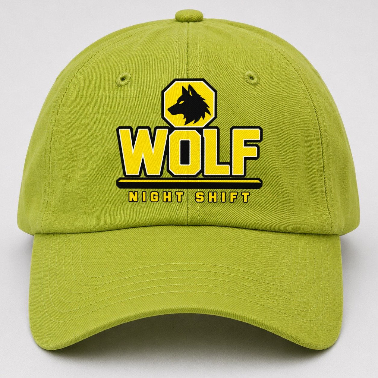 Wolf Night Shift Heavy Duty Baseball Cap – Fluorescent Green