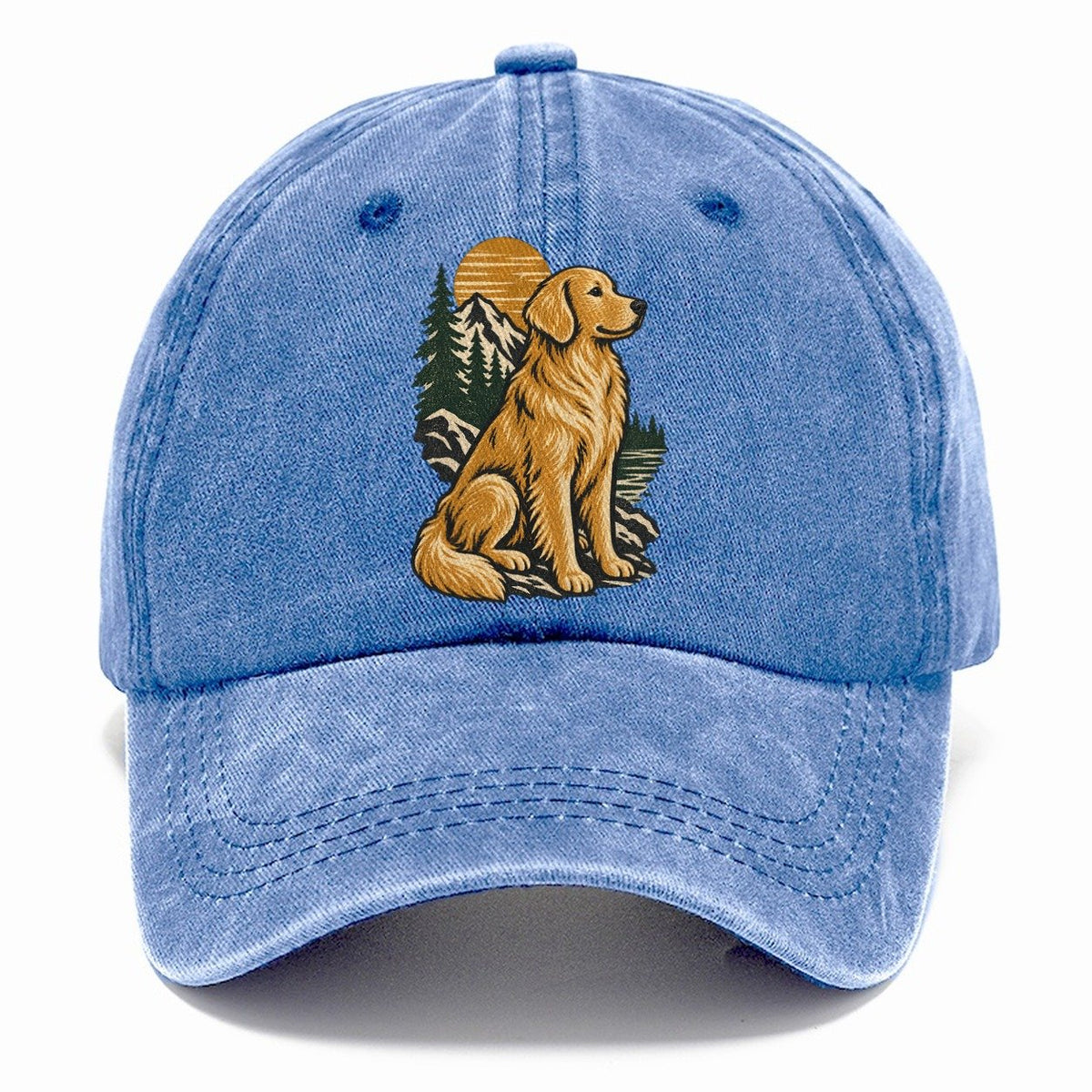 Golden Retriever Mountain Lake Classic Cap – Summer Sky