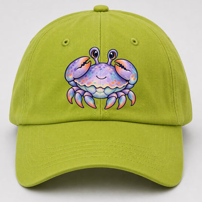 Crab Tucked Claw Hug Sea Sprite Baseball Cap – Fluorescent Green