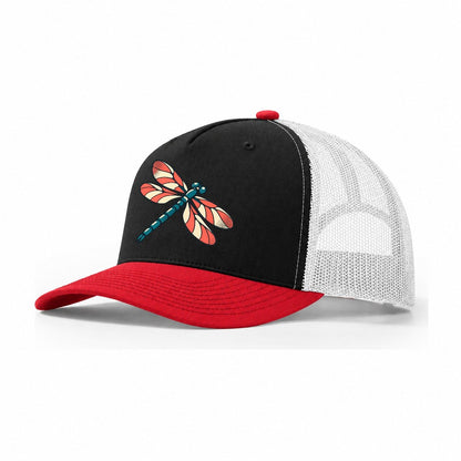 Dragonfly Bank Trucker Hat – Black Red White