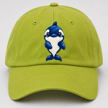 Orca Front Splash Sea Sprite Baseball Cap – Fluorescent Green