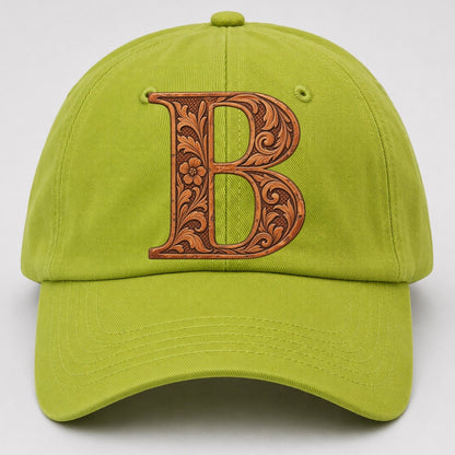 Tooled Leather B Monogram Baseball Cap – Fluorescent Green