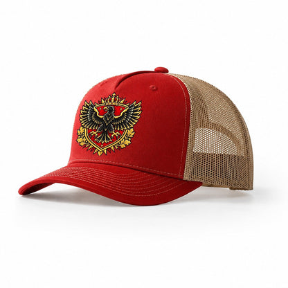 Germany Heraldic Crest Country Logos Trucker Hat – Red Khaki
