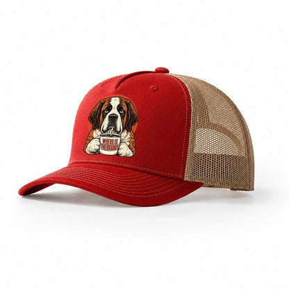 Saint Bernard Mug Truths Dog Mug Truths Trucker Hat – Red Khaki