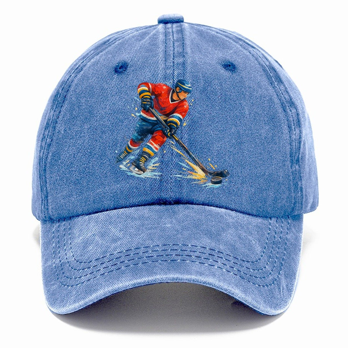 Ice Hockey Player Shooting Puck Classic Cap – Summer Sky