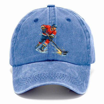 Ice Hockey Player Shooting Puck Classic Cap – Summer Sky