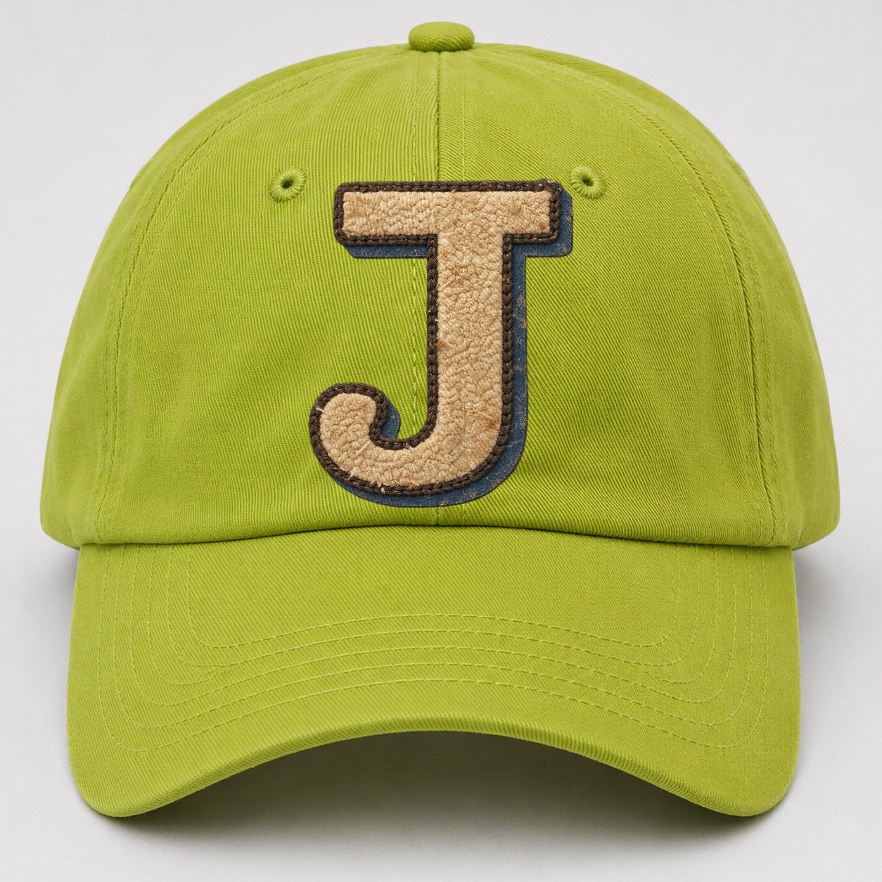 Varsity Chenille J Monogram Baseball Cap – Fluorescent Green