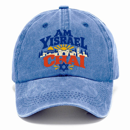Am Yisrael Chai Lettering Jerusalem Classic Cap – Summer Sky
