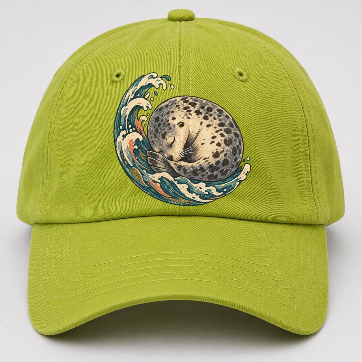 Sleeping Seal Tide Crescent Gentle Wild Baseball Cap – Fluorescent Green