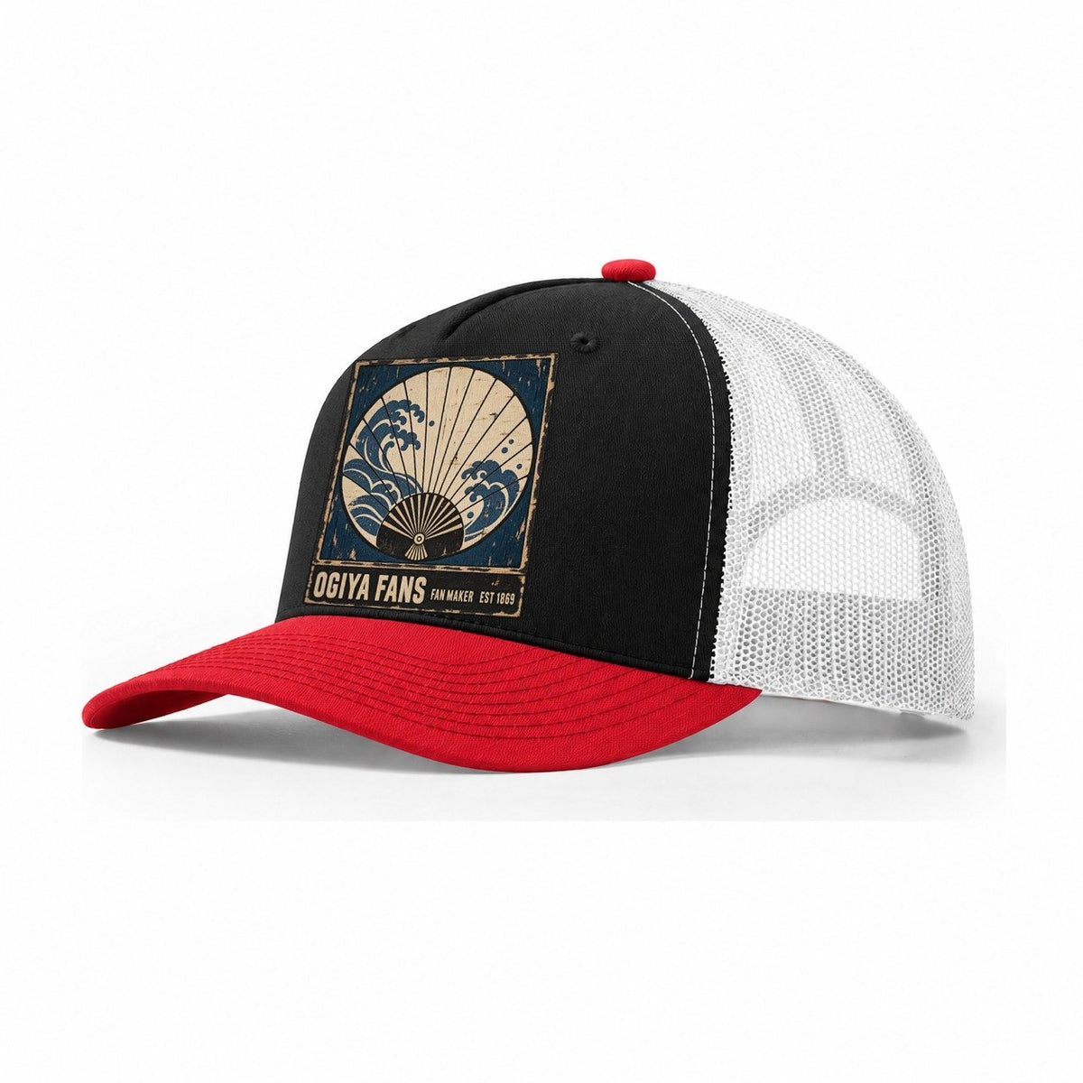 Ogiya Fan Makers Noren Trade Co Trucker Hat – Black Red White